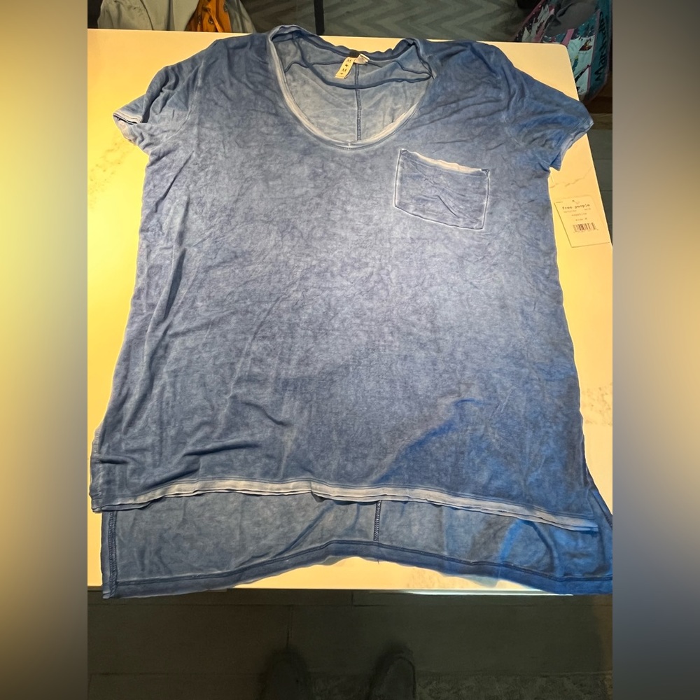 NWT free people sapphire blue shirt sleeve shirt.  Size medium.